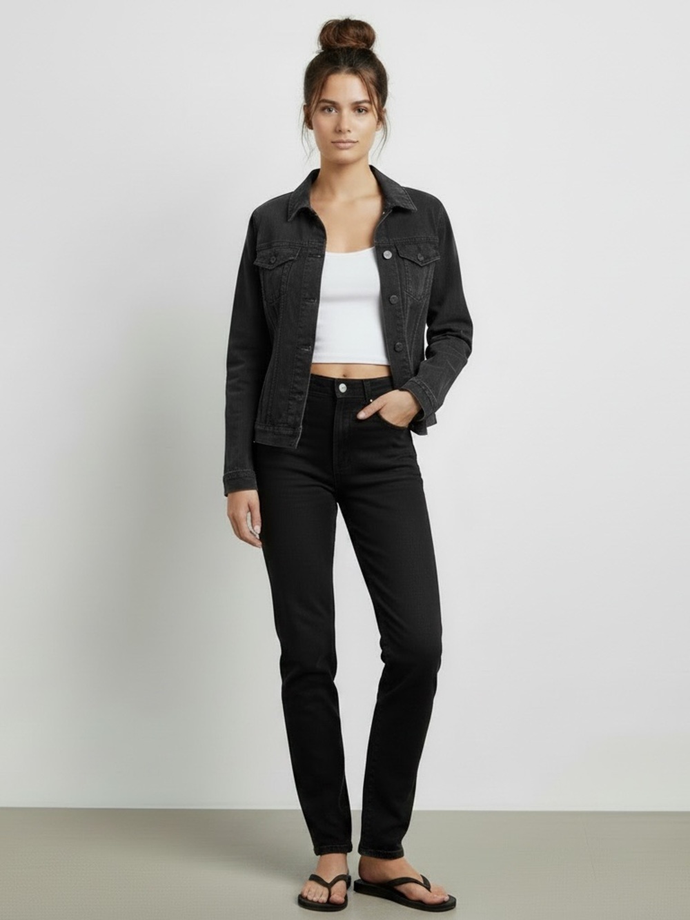 Gap | charcoal black denim button front jean jacket size small